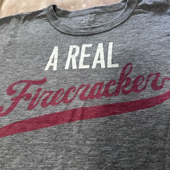 J. Crew Gray Firecracker T-Shirt with Red Print M - Picture 3 of 4